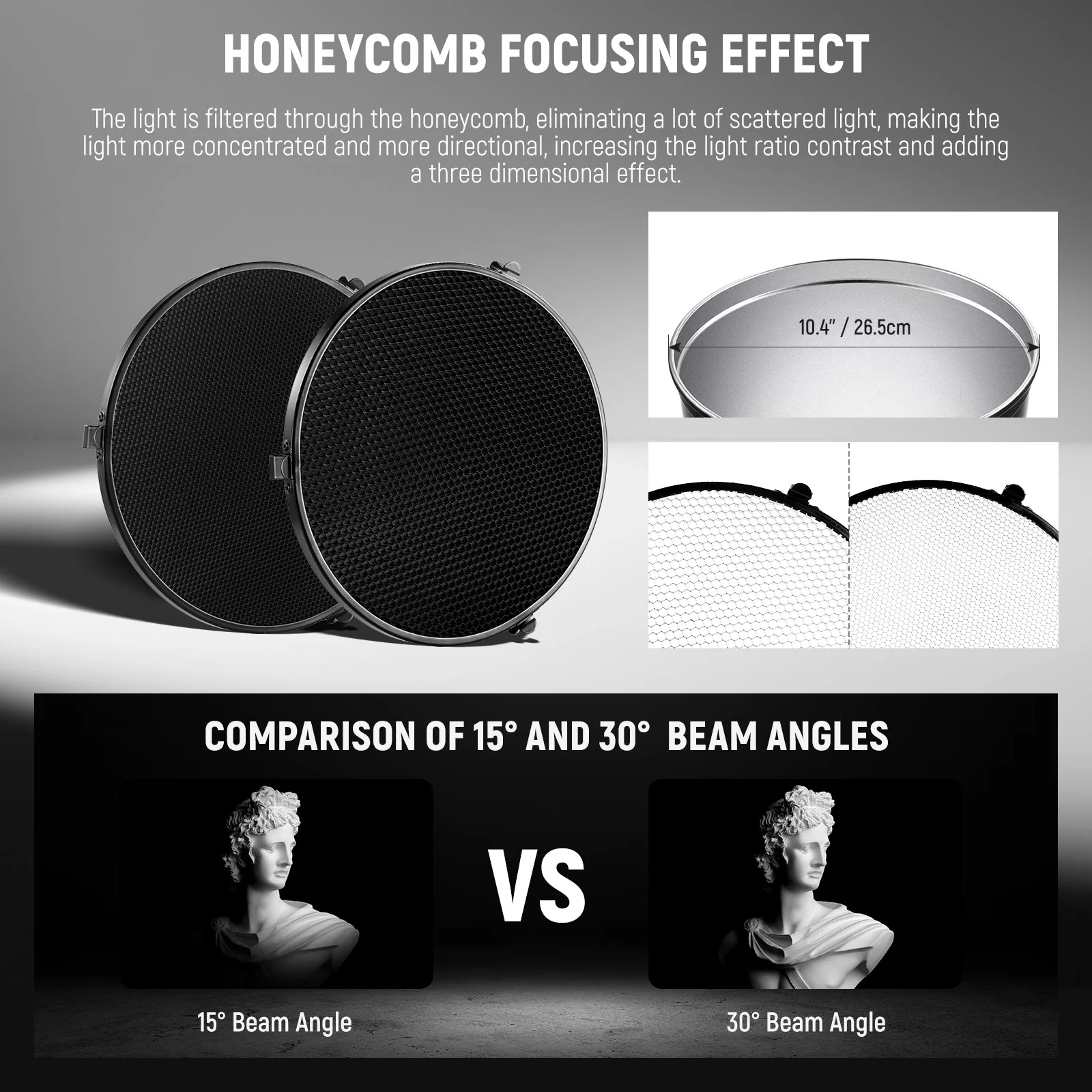 NEEWER FR26 10.4″ Medium Focus Reflector Bowens Mount Kit - Image 3