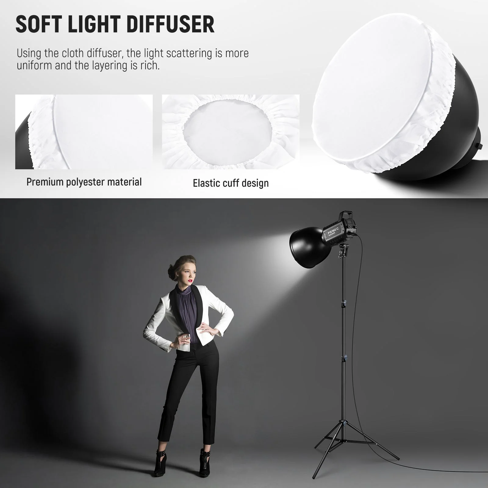 NEEWER FR26 10.4″ Medium Focus Reflector Bowens Mount Kit - Image 4