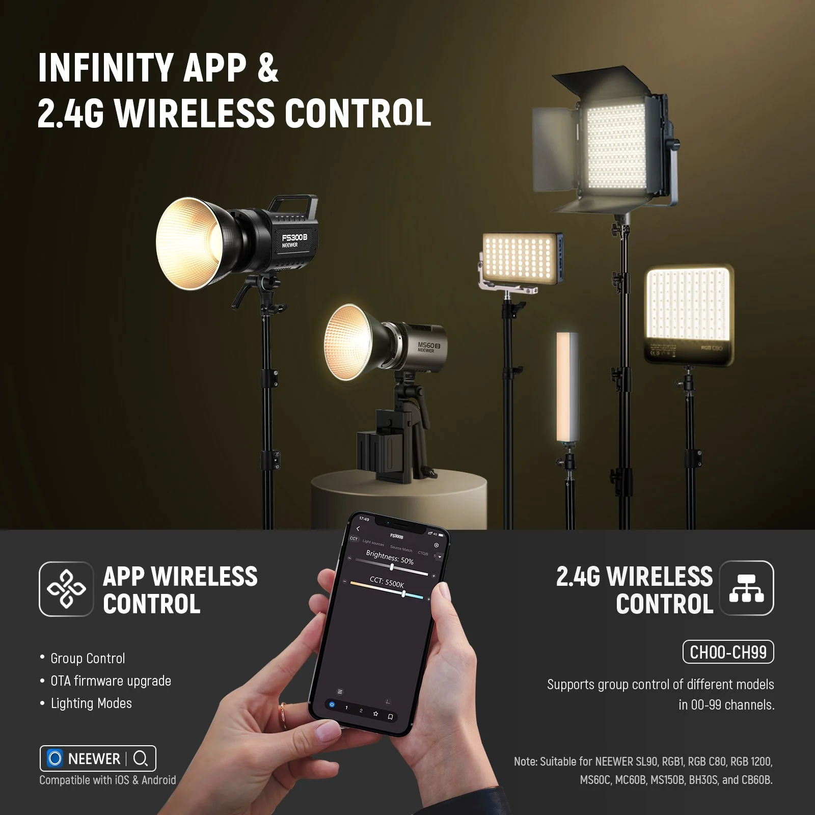 NEEWER FS300B 300W Bi-Color LED Video Light - Image 6