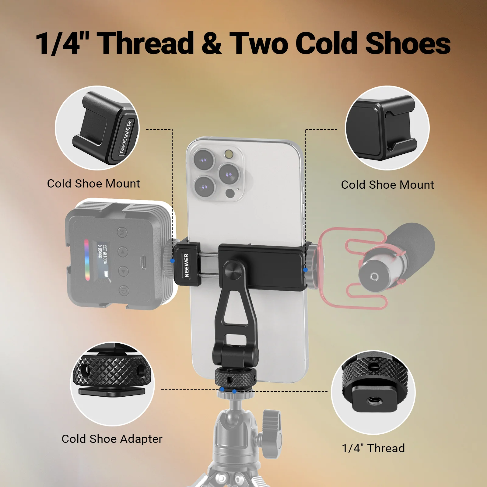 NEEWER GA010 Universal Phone Holder Tripod Mount - Image 3