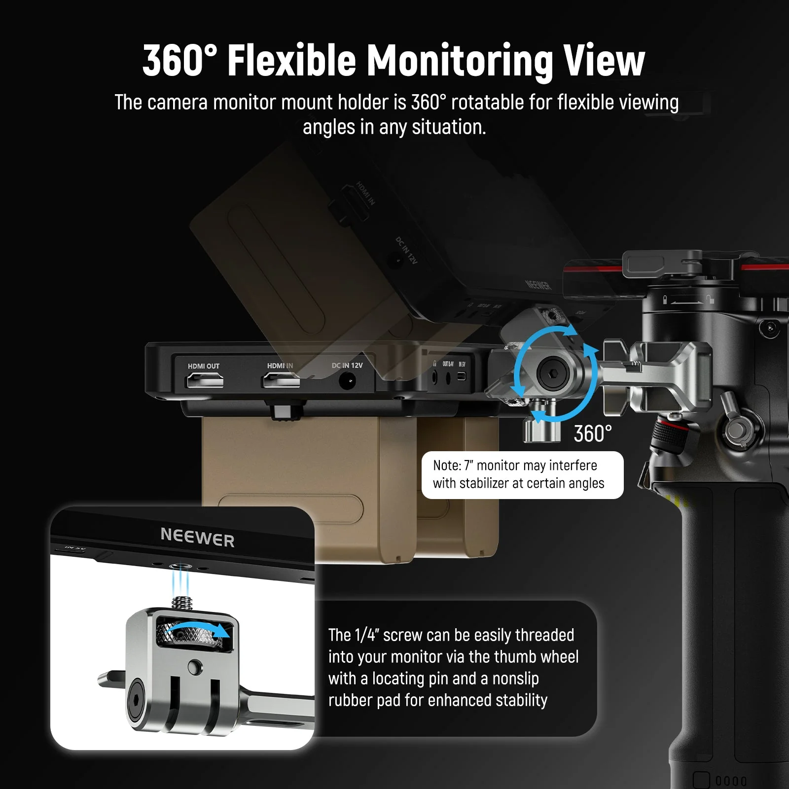 NEEWER GA021 360° Rotatable NATO Monitor Mount for RS/Ronin Gimbal - Image 4