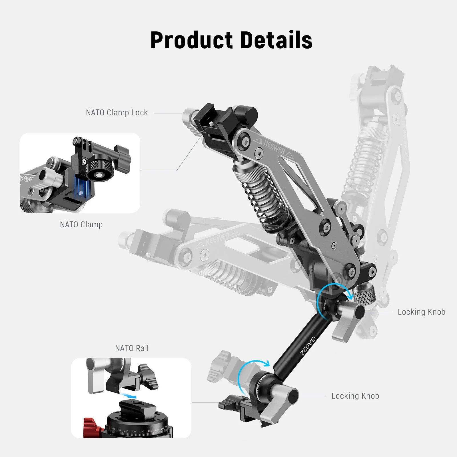 NEEWER GA022 Hydraulic Boom Arm Suction Cup - Image 5
