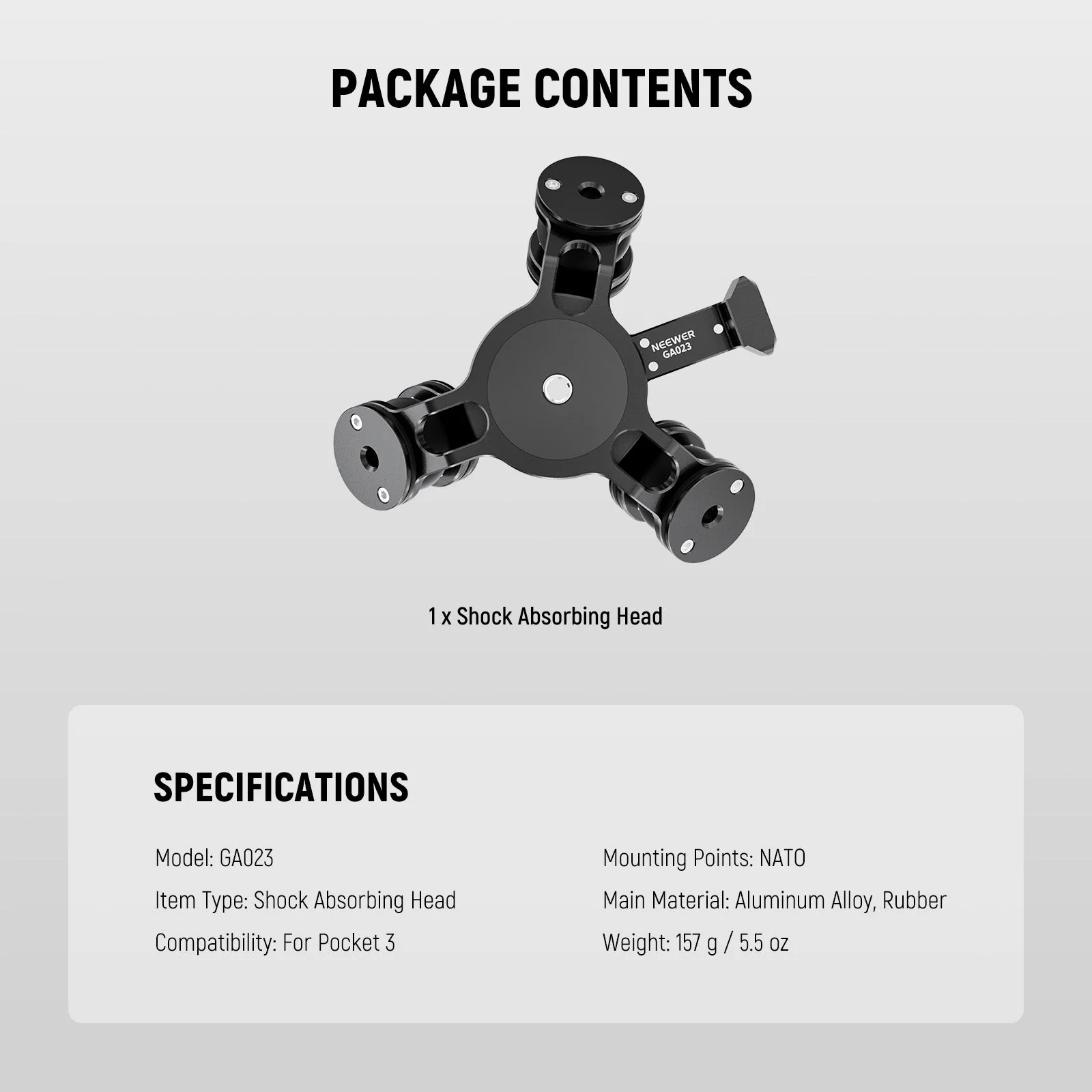 NEEWER GA023 Shock Absorbing Head For DJI OSMO Pocket 3 - Image 8