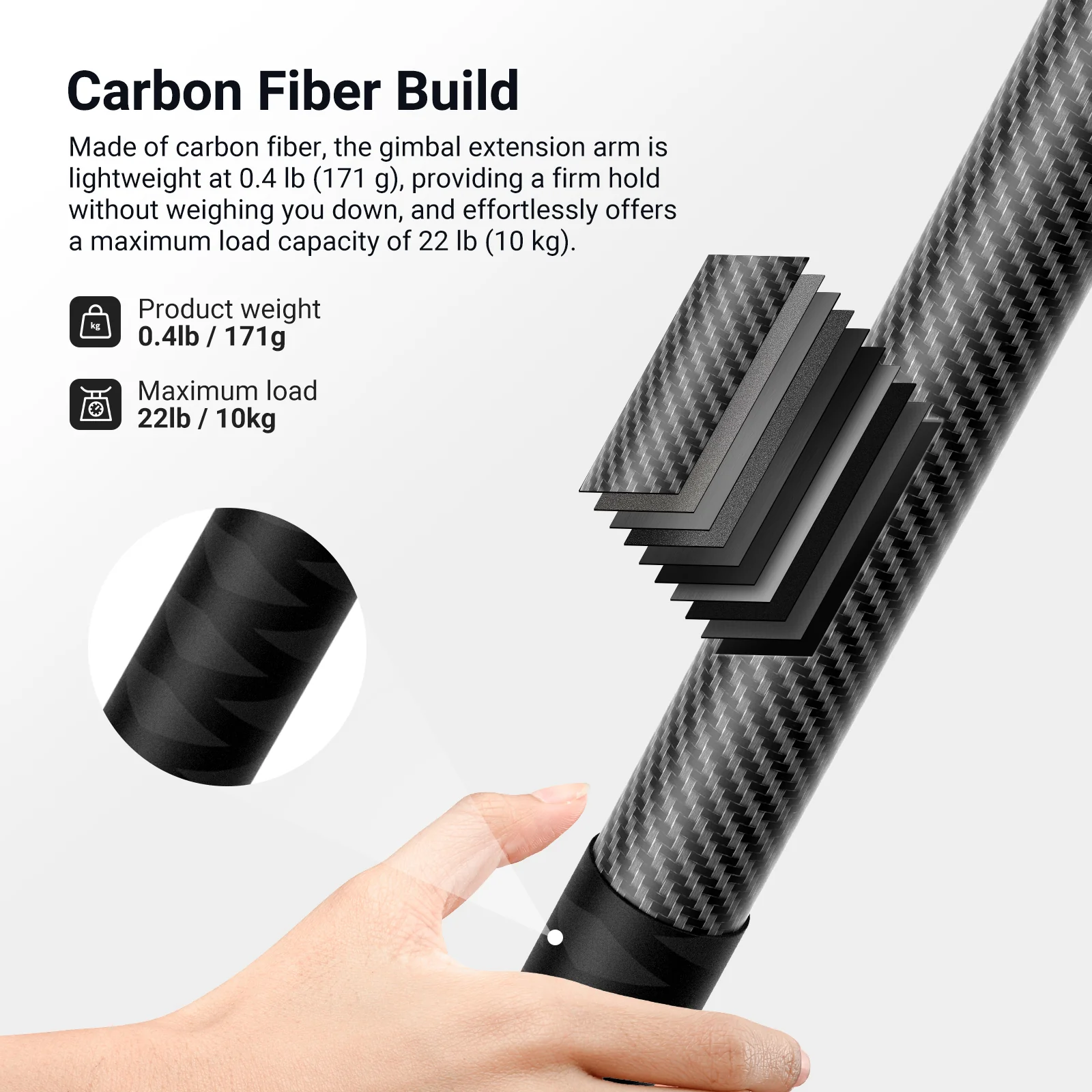 NEEWER GA024 Carbon Fiber Extension Pole for Ronin Series - Image 3