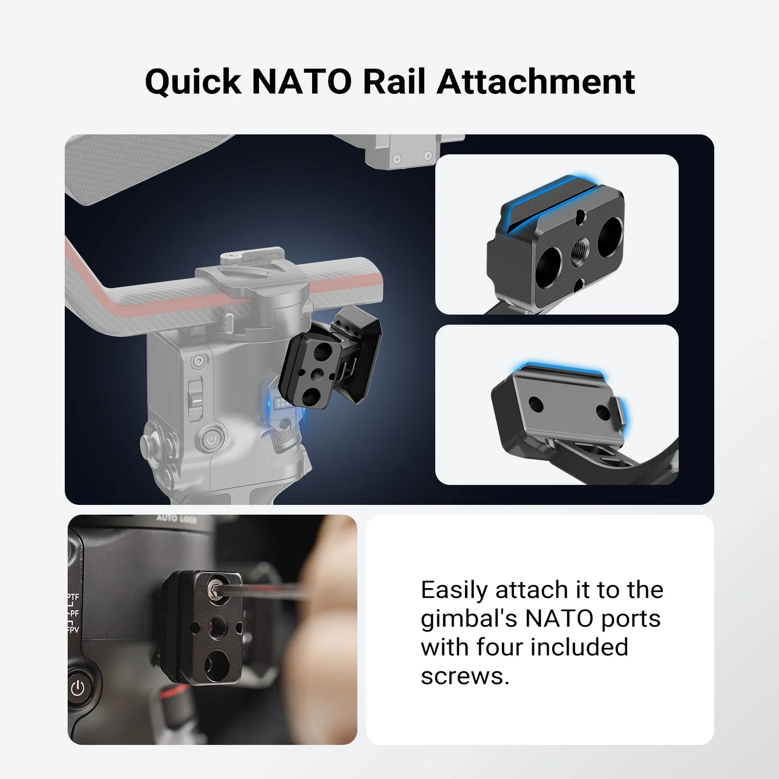 NEEWER GA031 Gimbal Mount for DJI RS5/RS4/RS4 Pro/RS3/RS Pro - Image 3