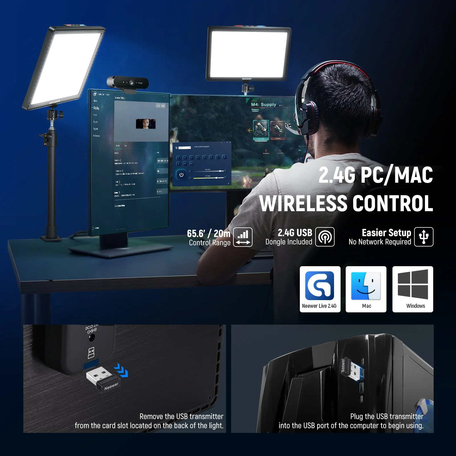 NEEWER GL1 PRO 15.5" Bi-Color Key Light Streaming Light Compatible with Elgato - Image 5
