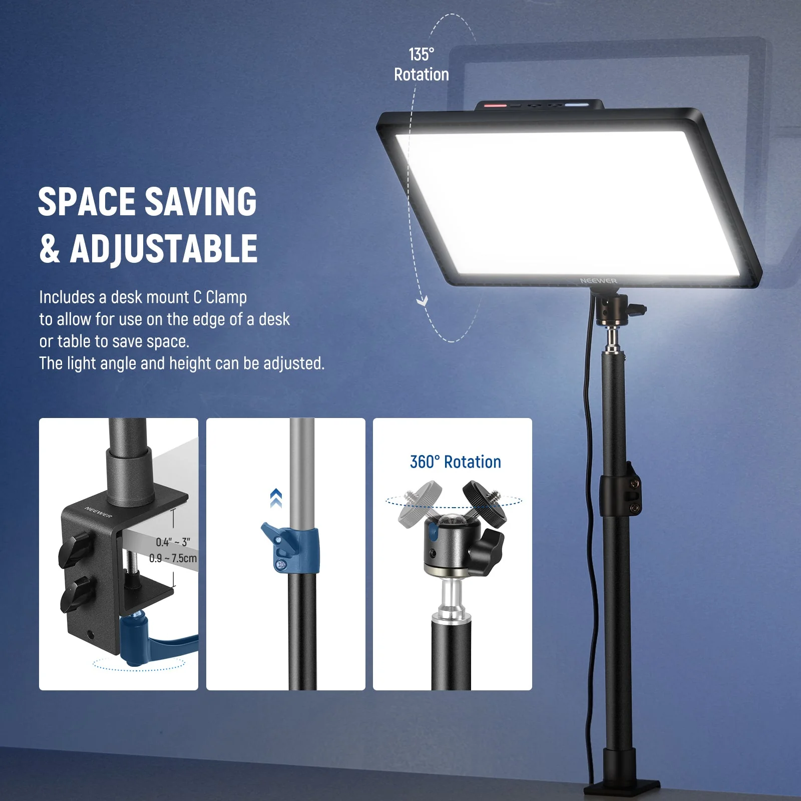 NEEWER GL1 PRO 15.5" Bi-Color Key Light Streaming Light Compatible with Elgato - Image 7