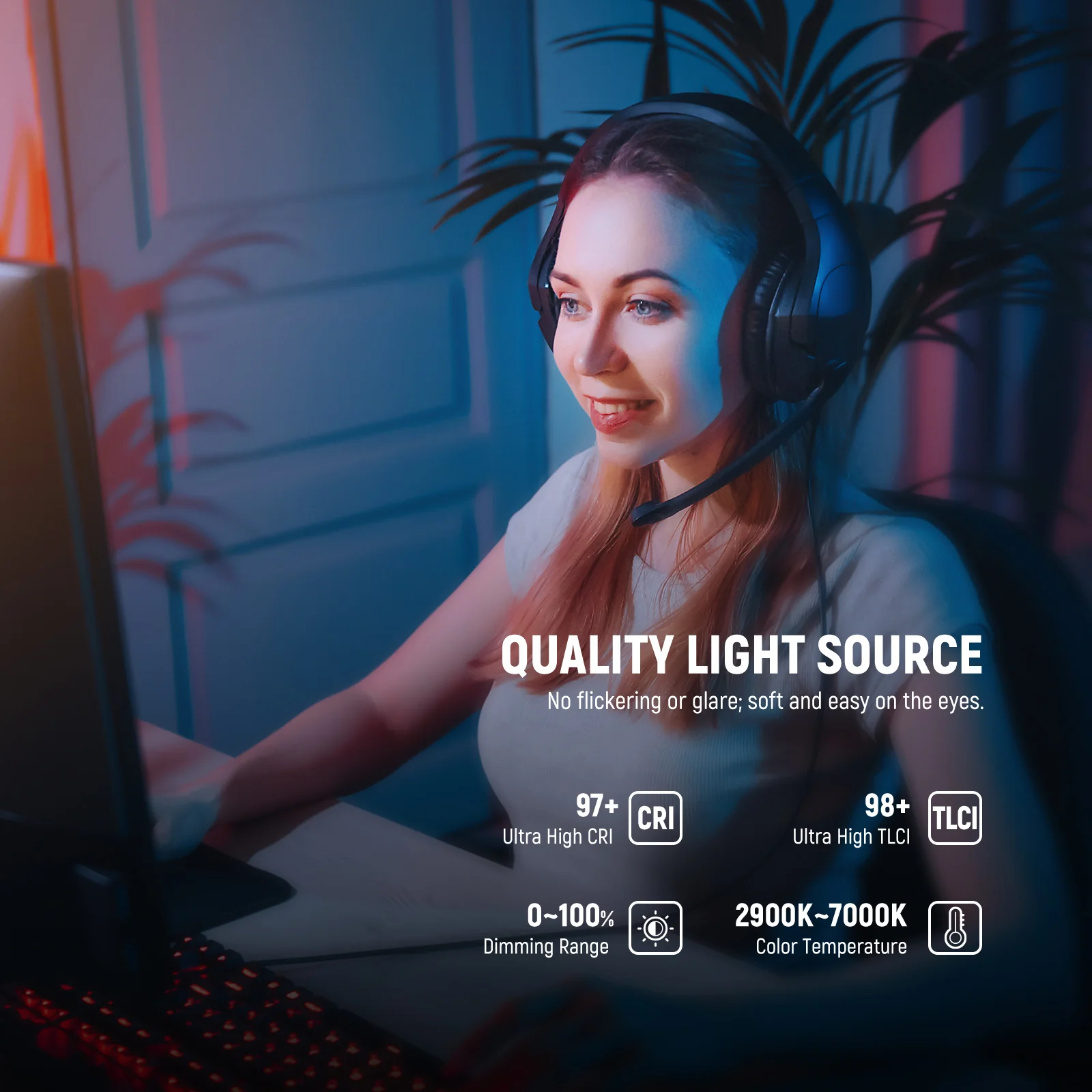 NEEWER GL1 PRO 15.5" LED Streaming Key Light with Cleaning Cloth - Image 4