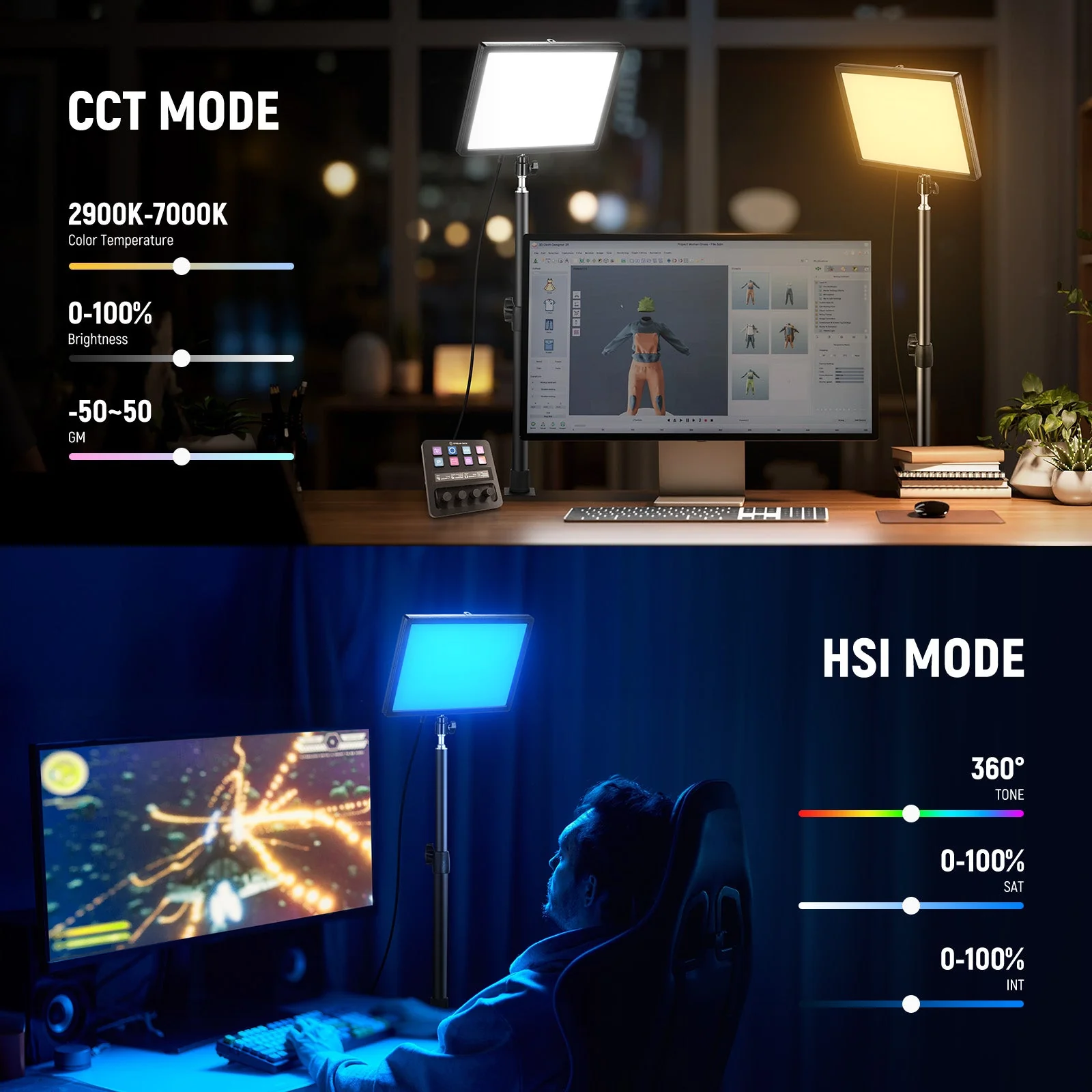 NEEWER GL25C LED RGB Streaming Edge Lit Key Light - Image 3