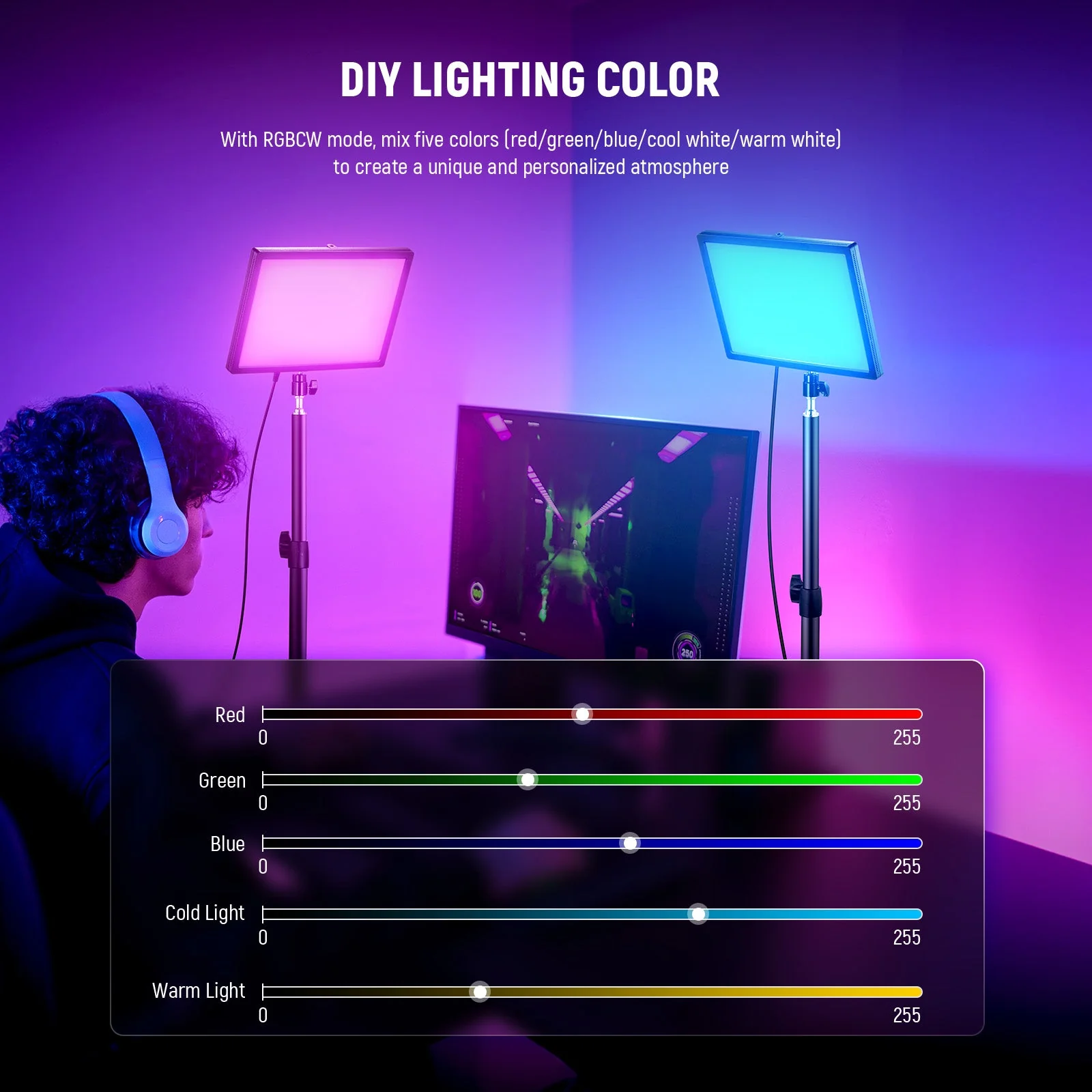 NEEWER GL25C LED RGB Streaming Edge Lit Key Light - Image 4