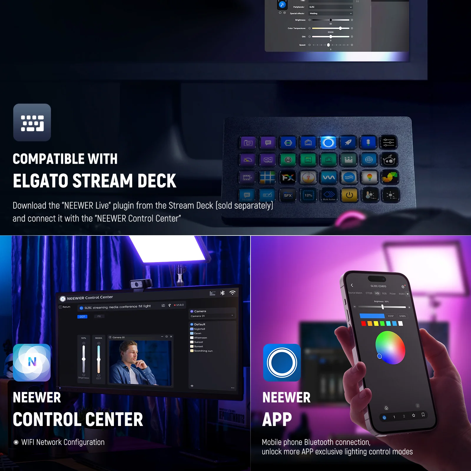 NEEWER GL25C LED RGB Streaming Edge Lit Key Light - Image 6
