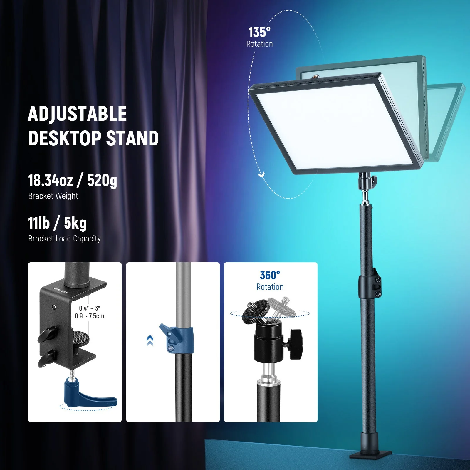 NEEWER GL25C LED RGB Streaming Edge Lit Key Light - Image 8