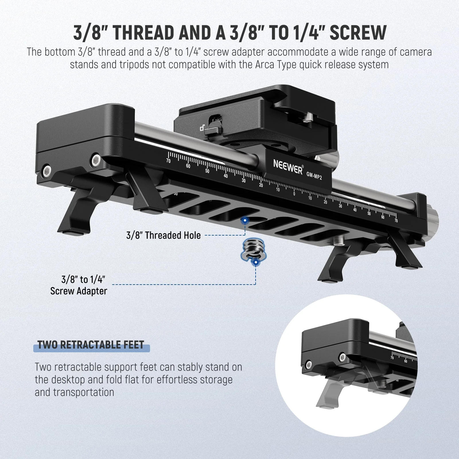 NEEWER GM-MP2 140mm Macro Focusing Rail Slider with 360° Rotation - Image 5