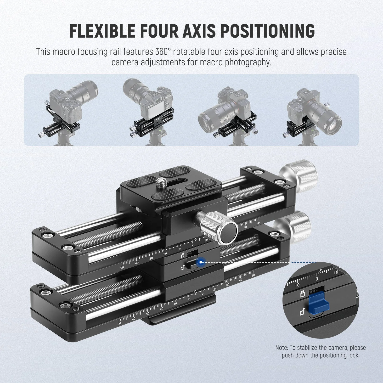 NEEWER GM-MP3 4 Axis Macro Focusing Rail Slider - Image 2