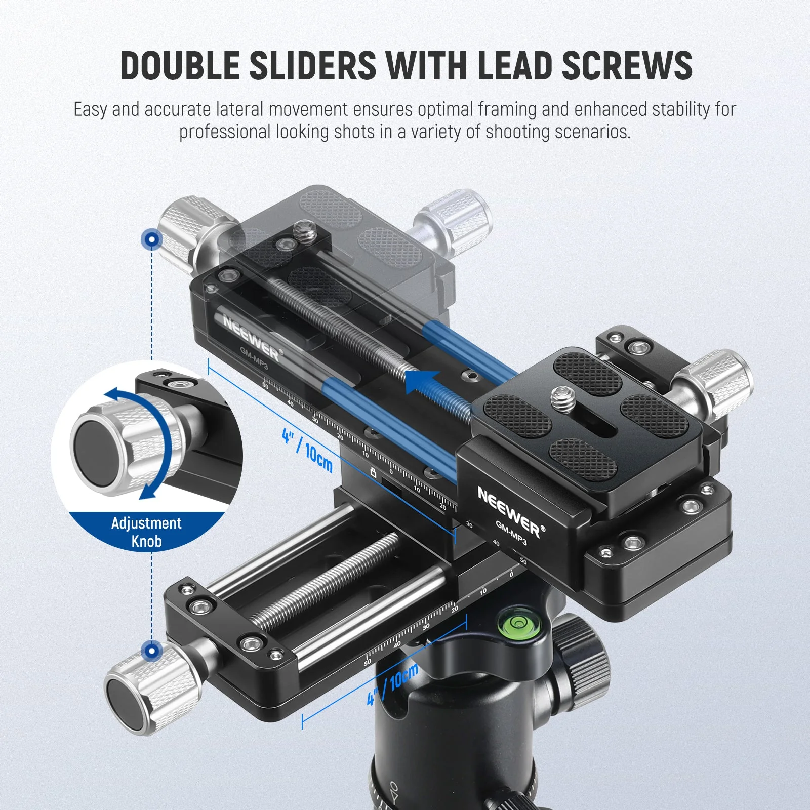 NEEWER GM-MP3 4 Axis Macro Focusing Rail Slider - Image 3