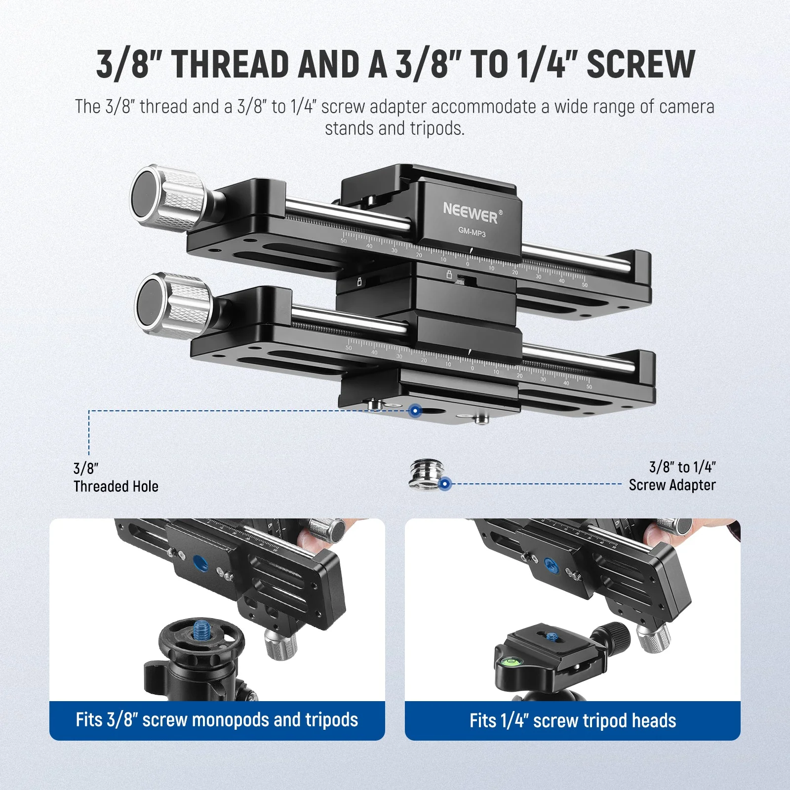 NEEWER GM-MP3 4 Axis Macro Focusing Rail Slider - Image 6
