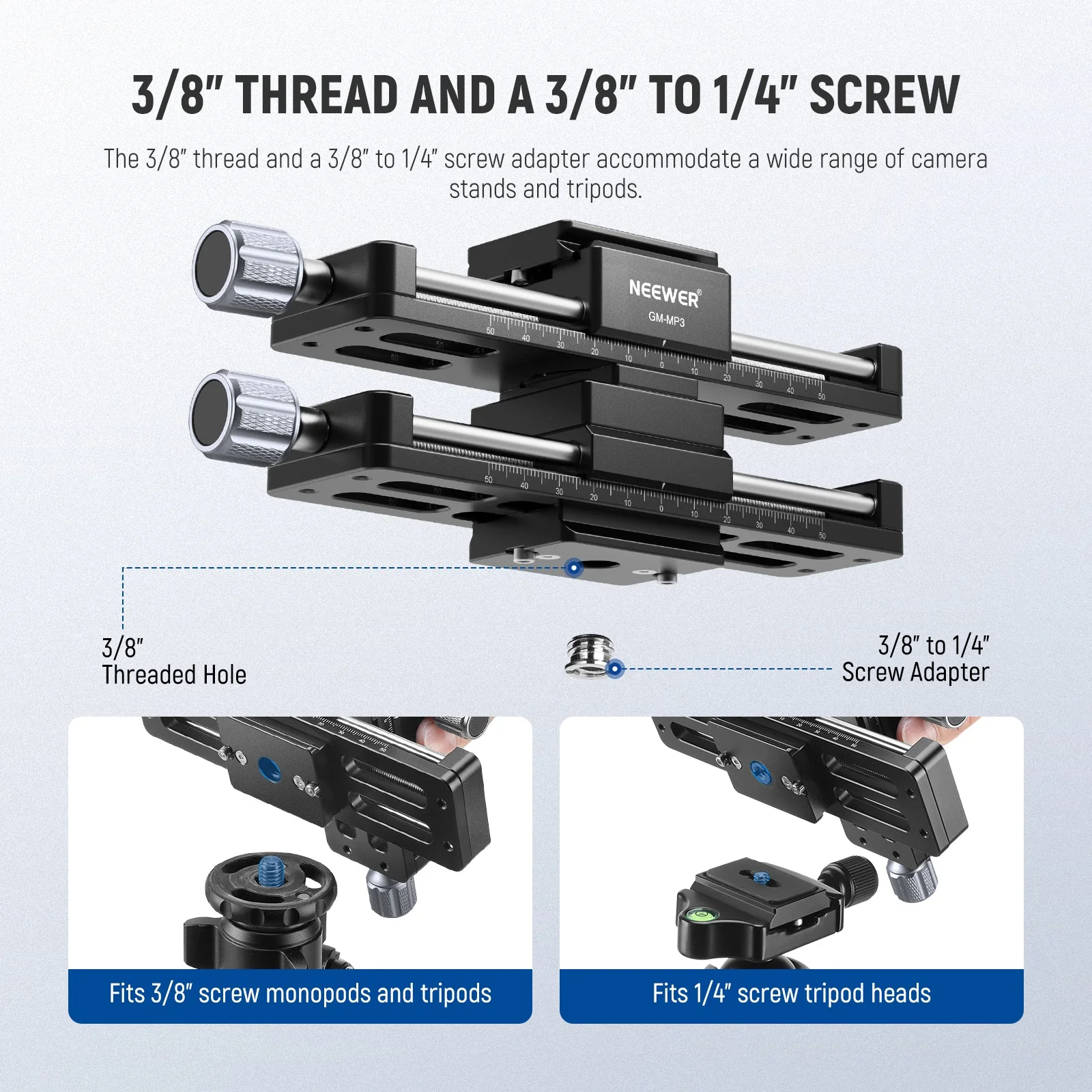 NEEWER GM-MP3 4 Axis Macro Focusing Rail - Image 6