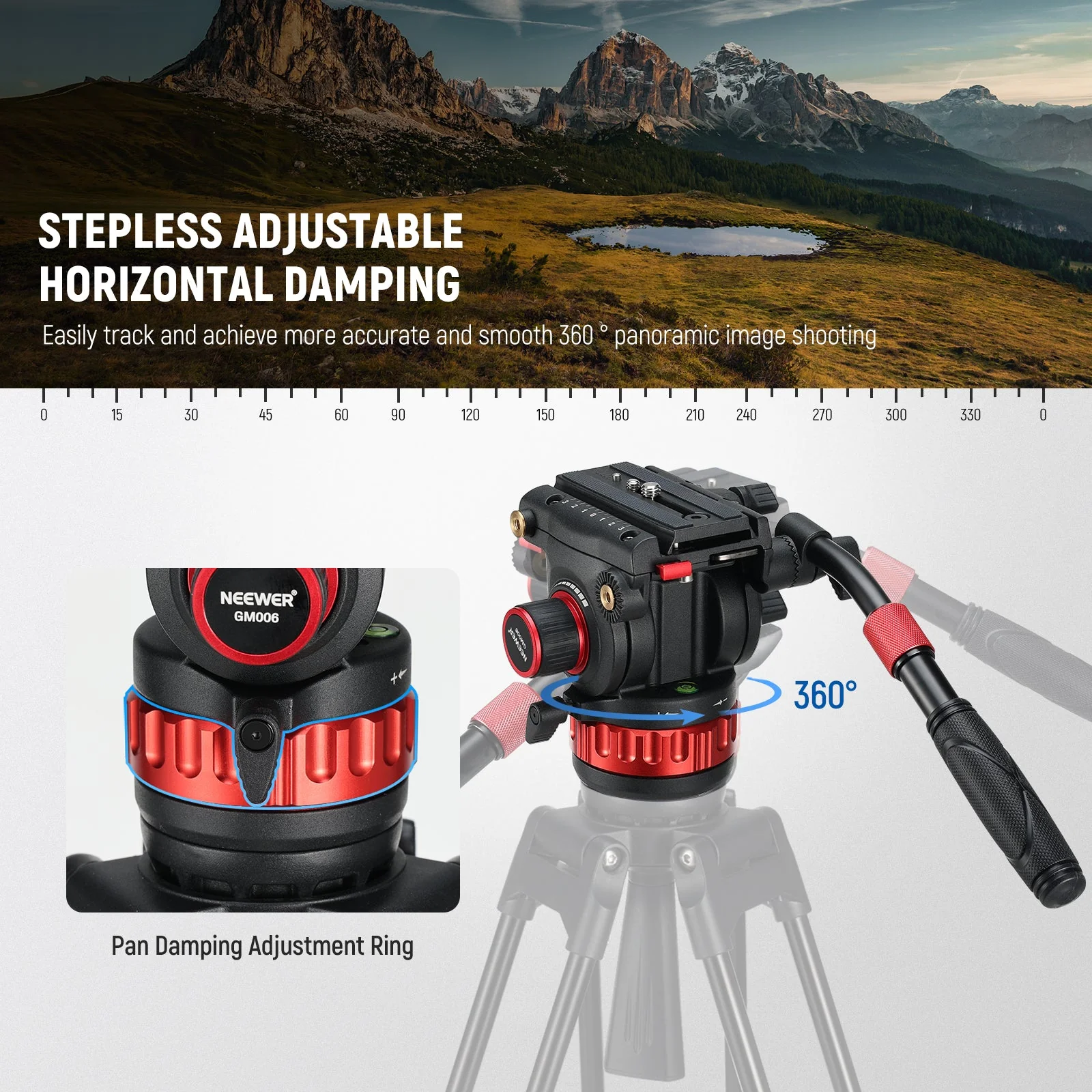 NEEWER GM006 Pro Adjustable Damping Video Tripod Fluid Head - Image 2