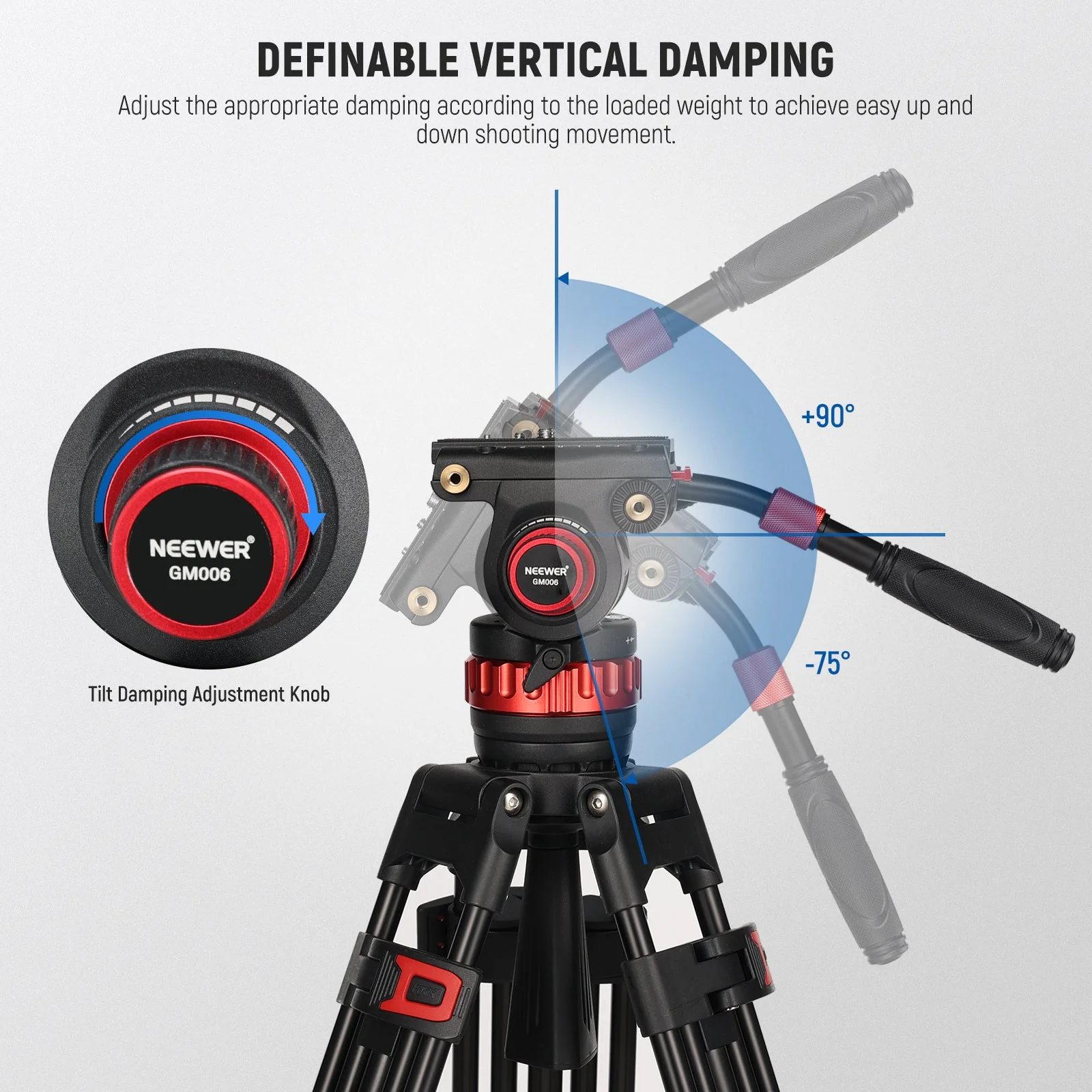 NEEWER GM006 Pro Adjustable Damping Video Tripod Fluid Head - Image 3
