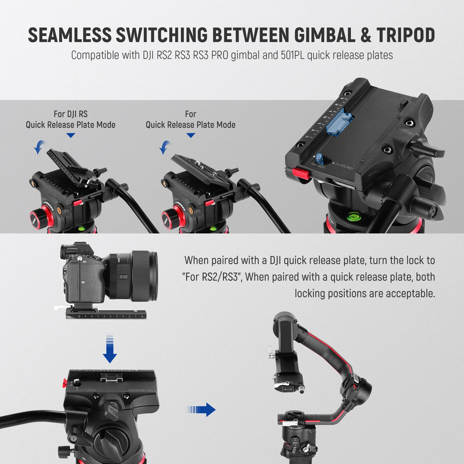 NEEWER GM006 Pro Adjustable Damping Video Tripod Fluid Head - Image 4