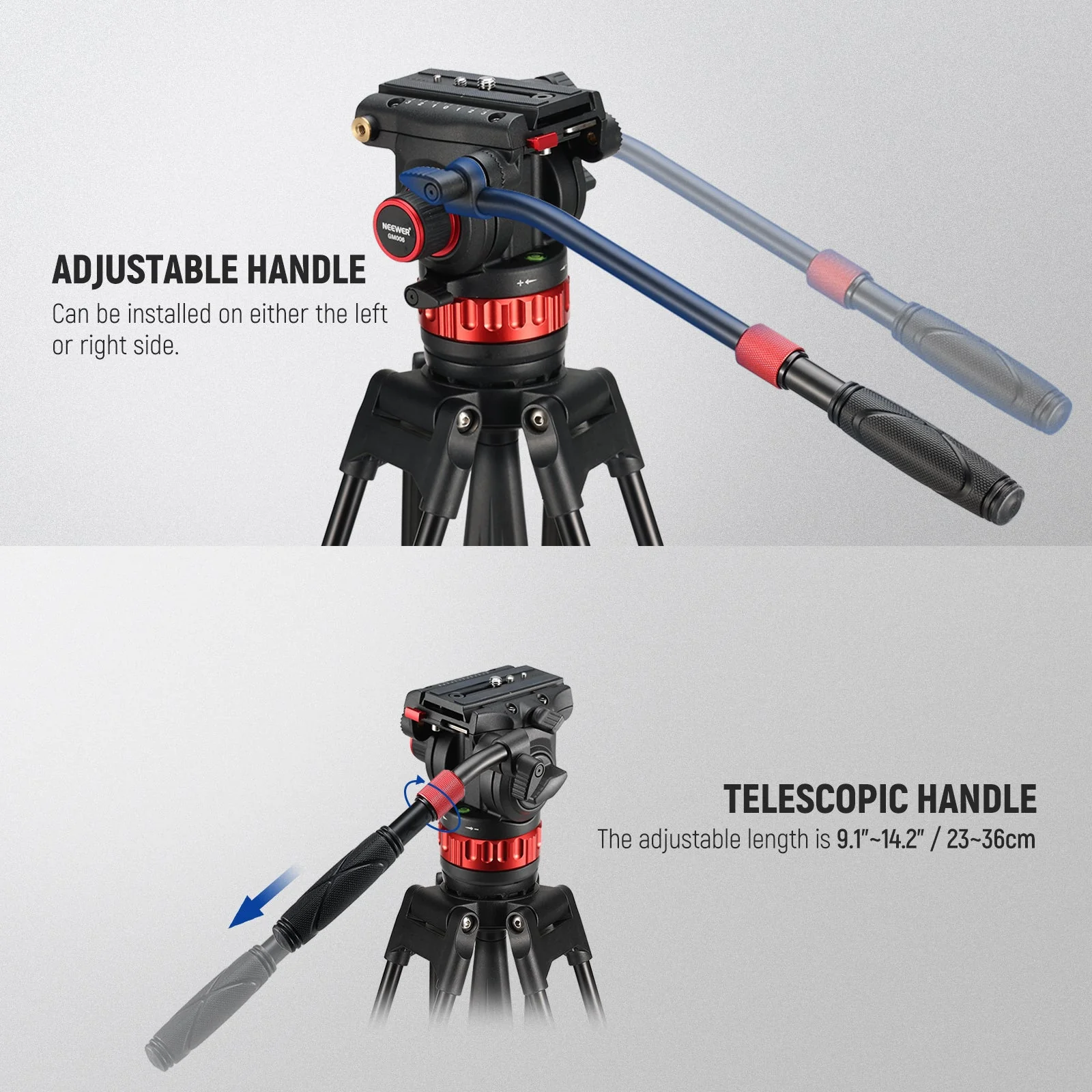 NEEWER GM006 Pro Adjustable Damping Video Tripod Fluid Head - Image 6