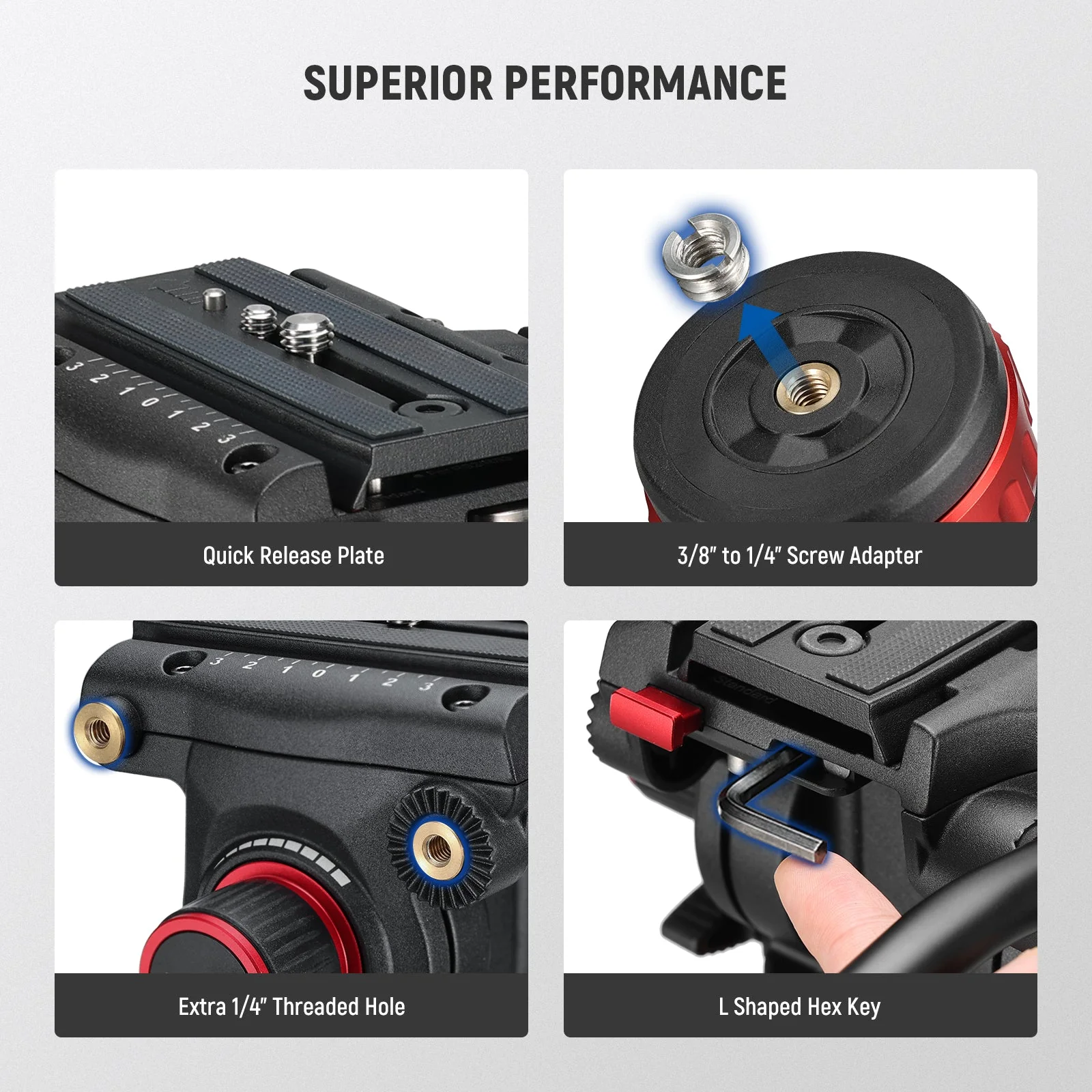 NEEWER GM006 Pro Adjustable Damping Video Tripod Fluid Head - Image 7