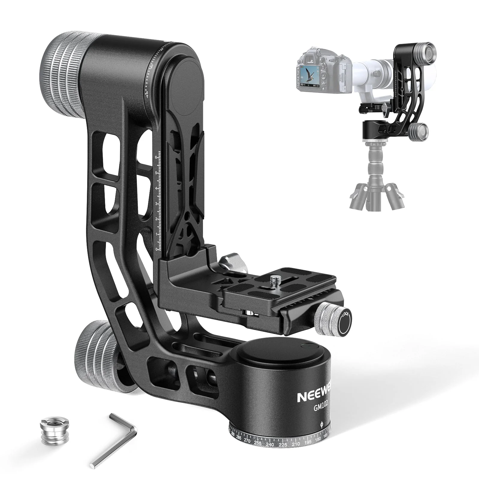 NEEWER GM102 Heavy Duty Aluminum Tripod Gimbal Head