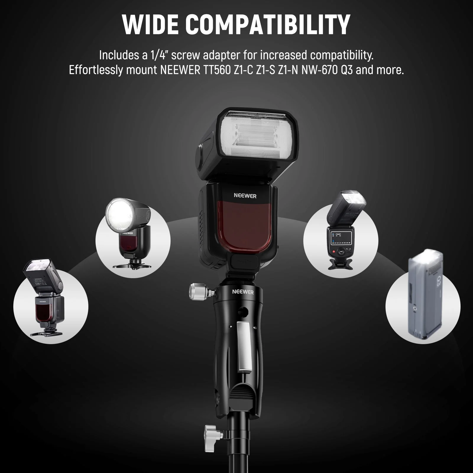 NEEWER GM14 Cold Shoe Flash Bracket Mount - Image 7