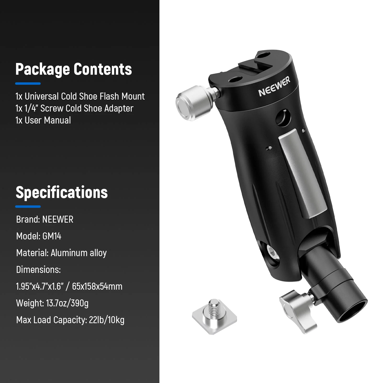 NEEWER GM14 Cold Shoe Flash Bracket Mount - Image 8