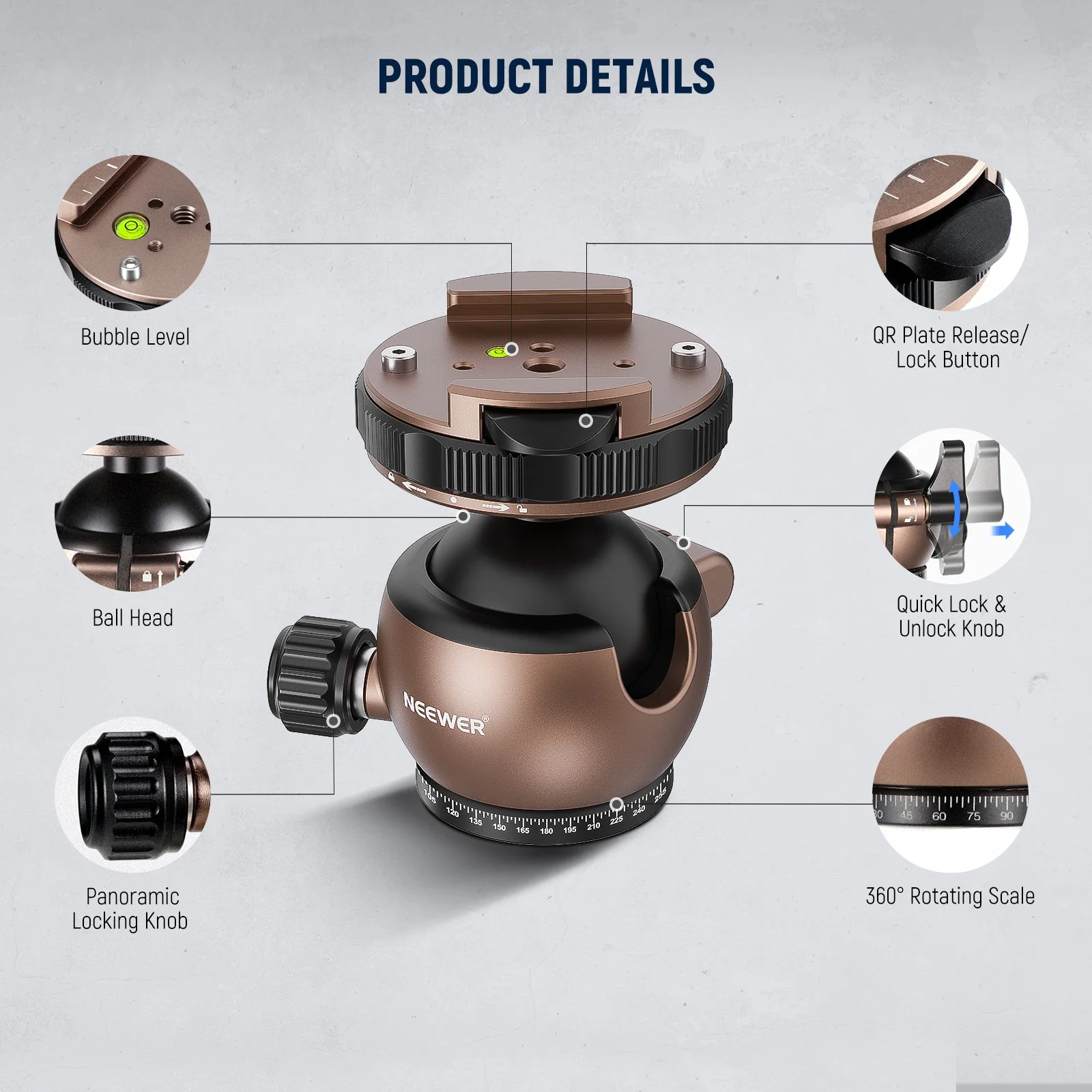 NEEWER GM32 Upgraded Low Profile Ball Head - Image 8