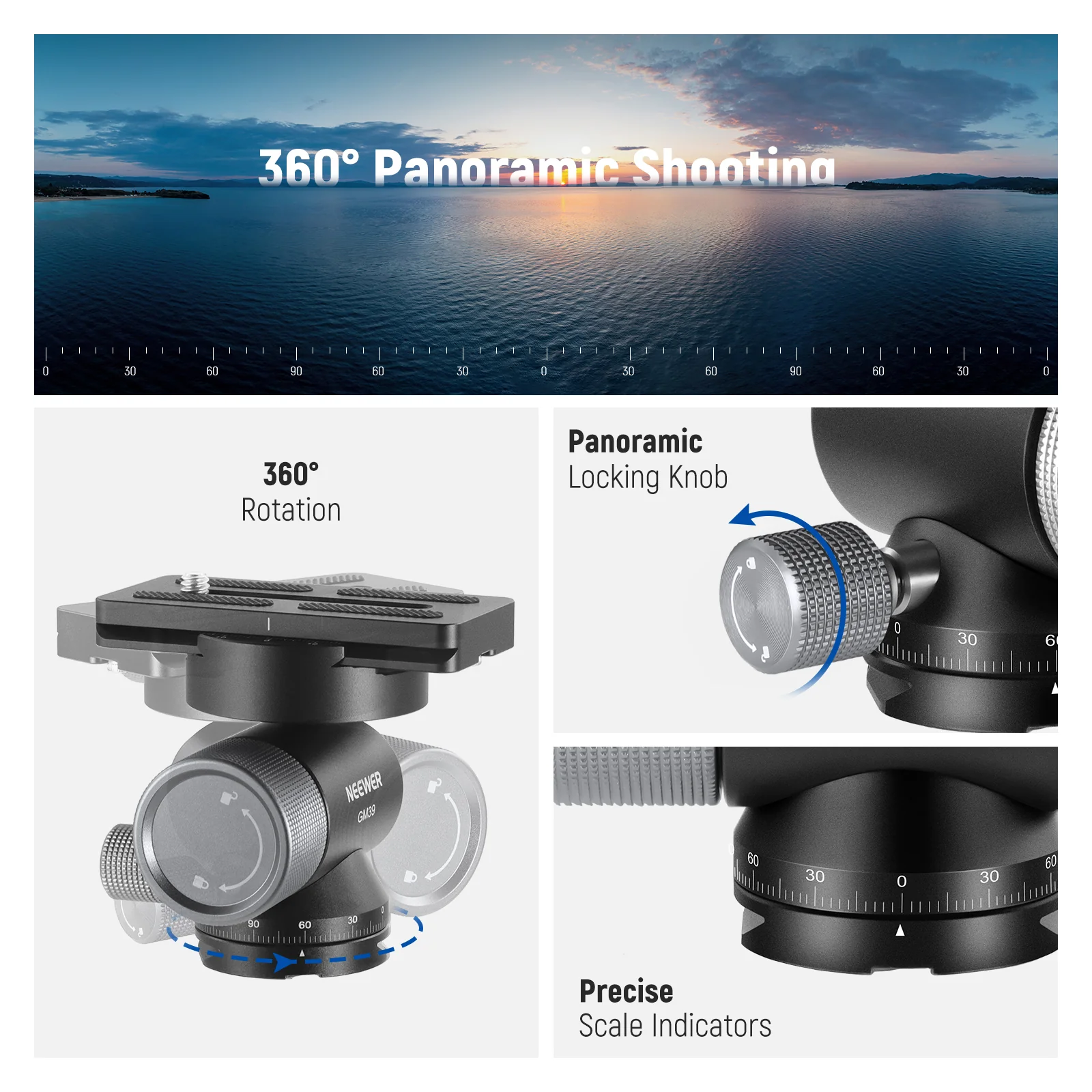 NEEWER GM39 Gimbal Tripod Head - Image 4
