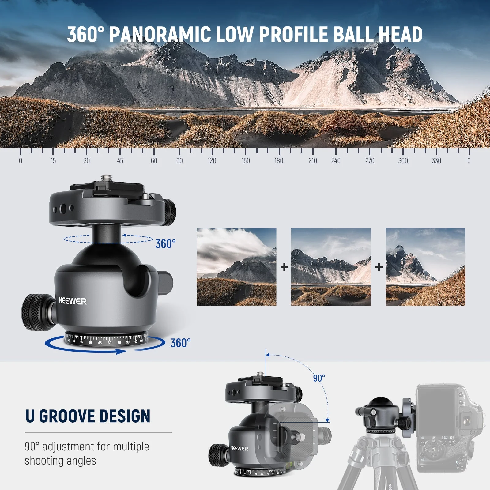 NEEWER GM41 Low Profile Tripod Ball Head - Image 3