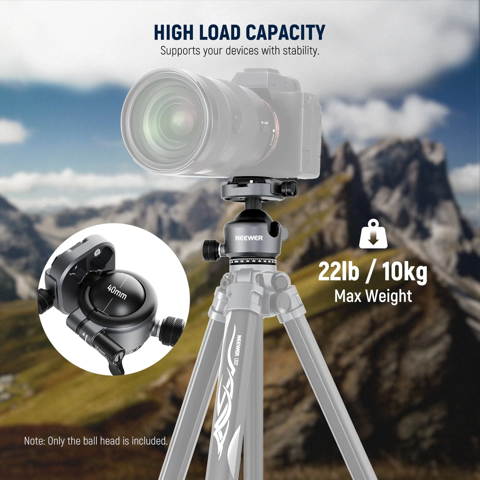 NEEWER GM41 Low Profile Tripod Ball Head - Image 6