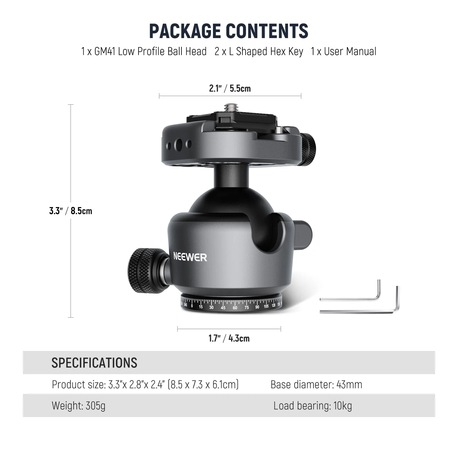 NEEWER GM41 Low Profile Tripod Ball Head - Image 8