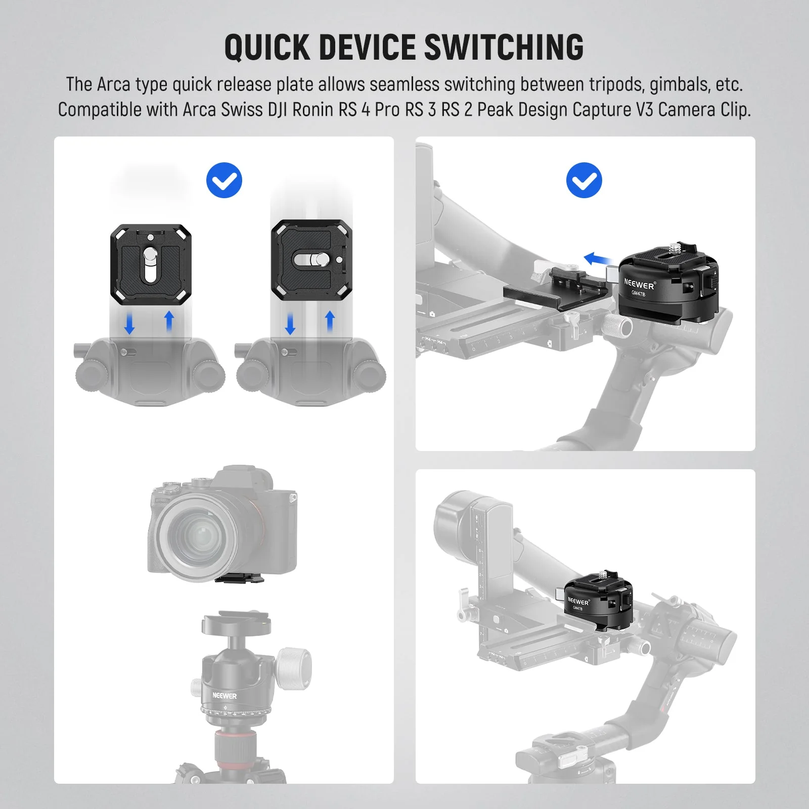 NEEWER GM47B Anti Twist Camera Quick Release Plate Kit - Image 6
