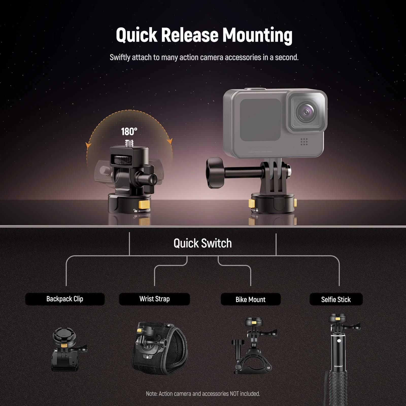 NEEWER GP-23 6 In 1 Metal Action Camera Mount Kit For GoPro DJI Insta360 - Image 5
