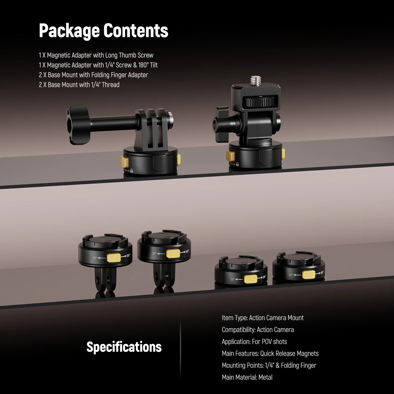 NEEWER GP-23 6 In 1 Metal Action Camera Mount Kit For GoPro DJI Insta360 - Image 8