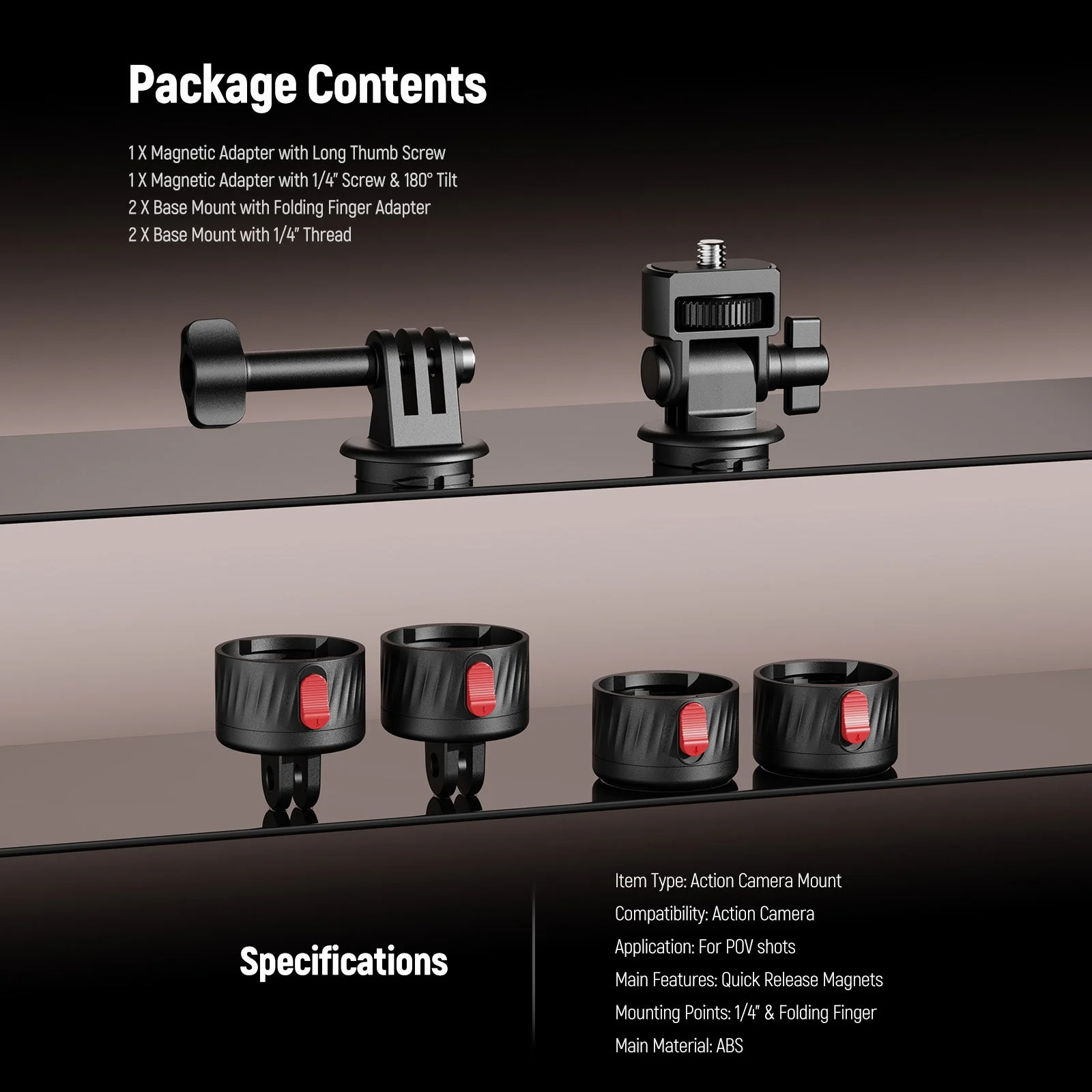 NEEWER GP-24 6 In 1 Action Camera Mount Kit For GoPro DJI Insta360 - Image 8