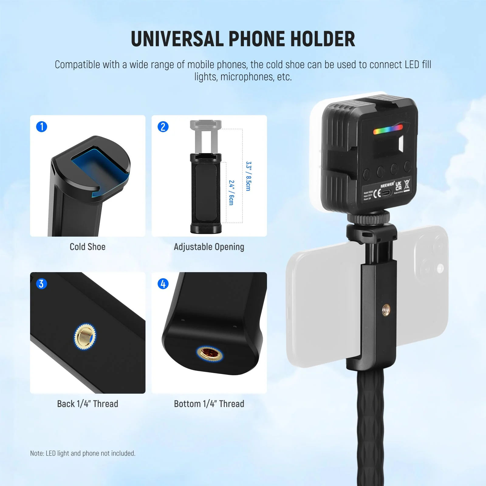 NEEWER GP-26 Action Camera Mount Kit with Super Clamp - Image 3