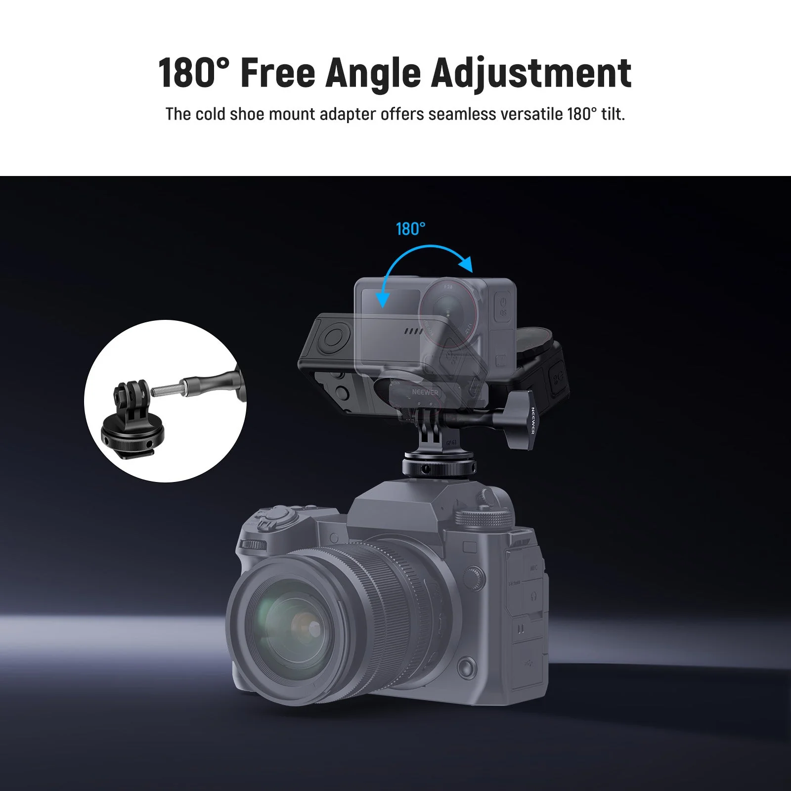 NEEWER GP-63 Cold Shoe Mount Adapter For Action Camera - Image 3