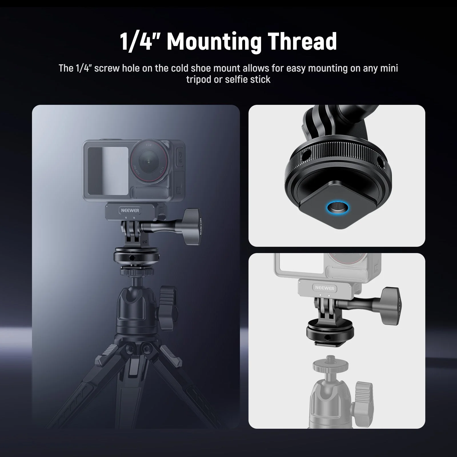 NEEWER GP-63 Cold Shoe Mount Adapter For Action Camera - Image 4