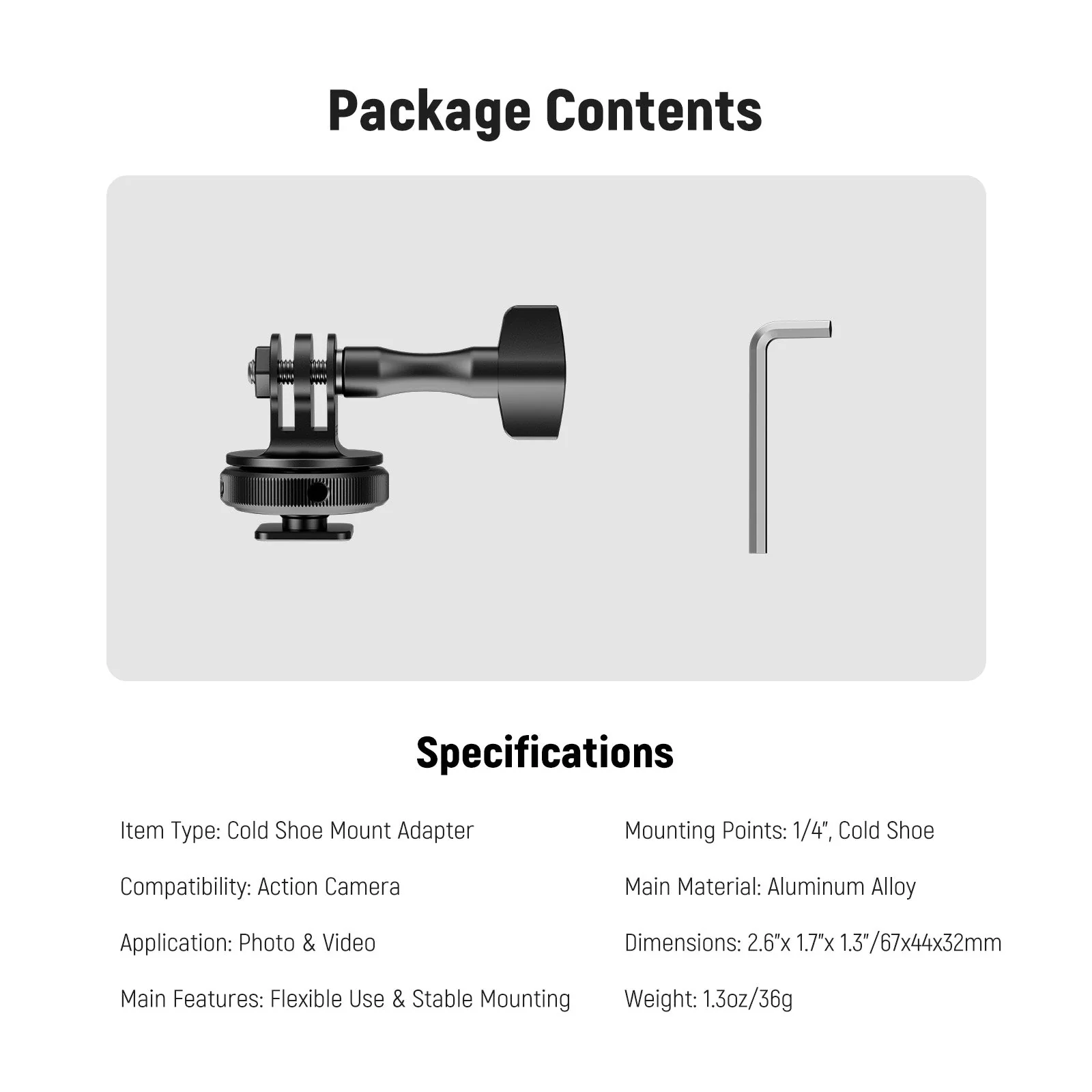 NEEWER GP-63 Cold Shoe Mount Adapter For Action Camera - Image 7