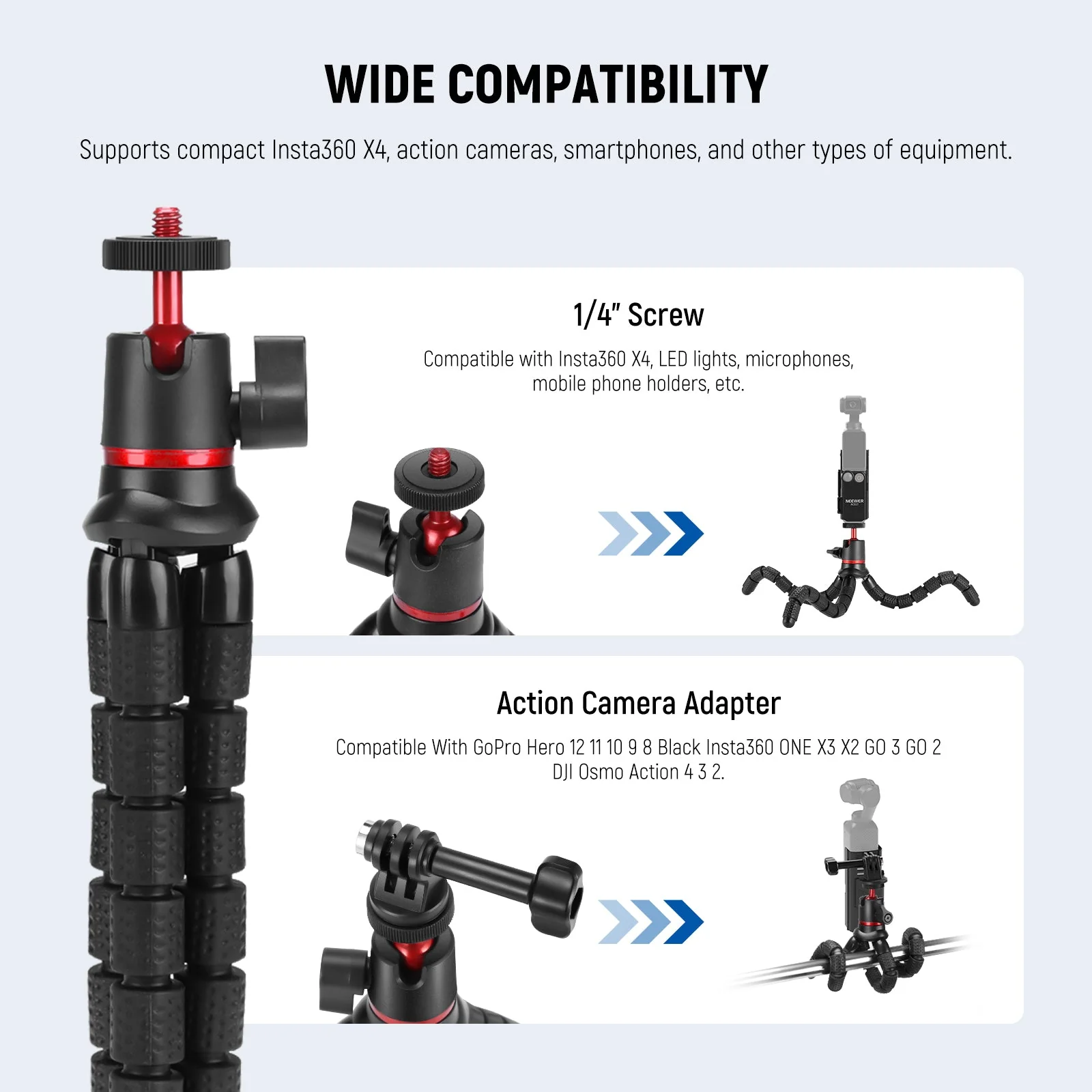 NEEWER GP-66 4 in 1 Tripod & Extension Adapter For DJI Osmo Pocket 3 - Image 6