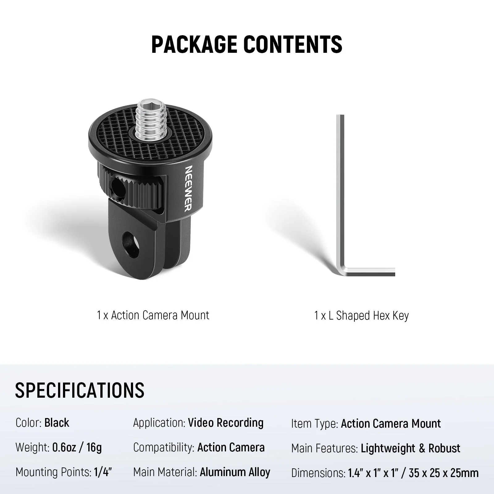NEEWER GP-7 Action Camera Mount Adapter for Action Camera - Image 10