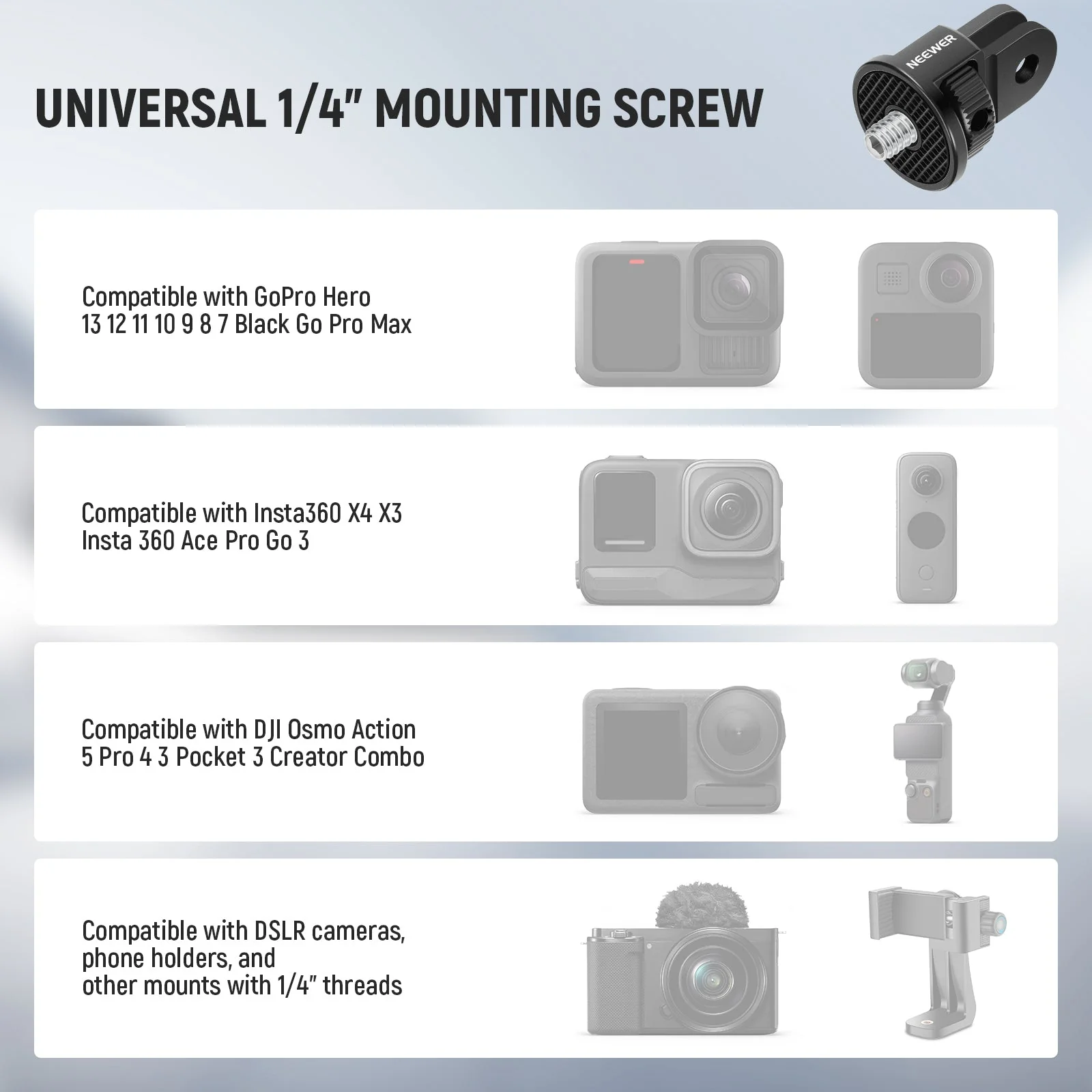 NEEWER GP-7 Action Camera Mount Adapter for Action Camera - Image 3