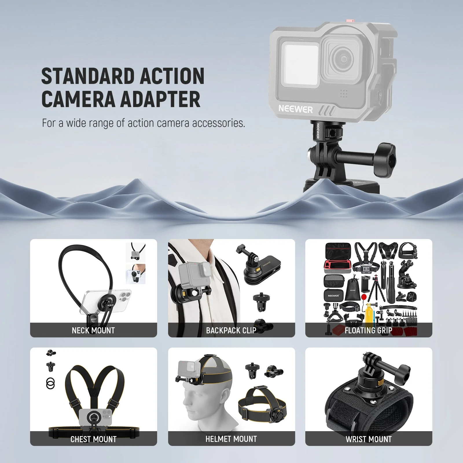 NEEWER GP-7 Action Camera Mount Adapter for Action Camera - Image 4