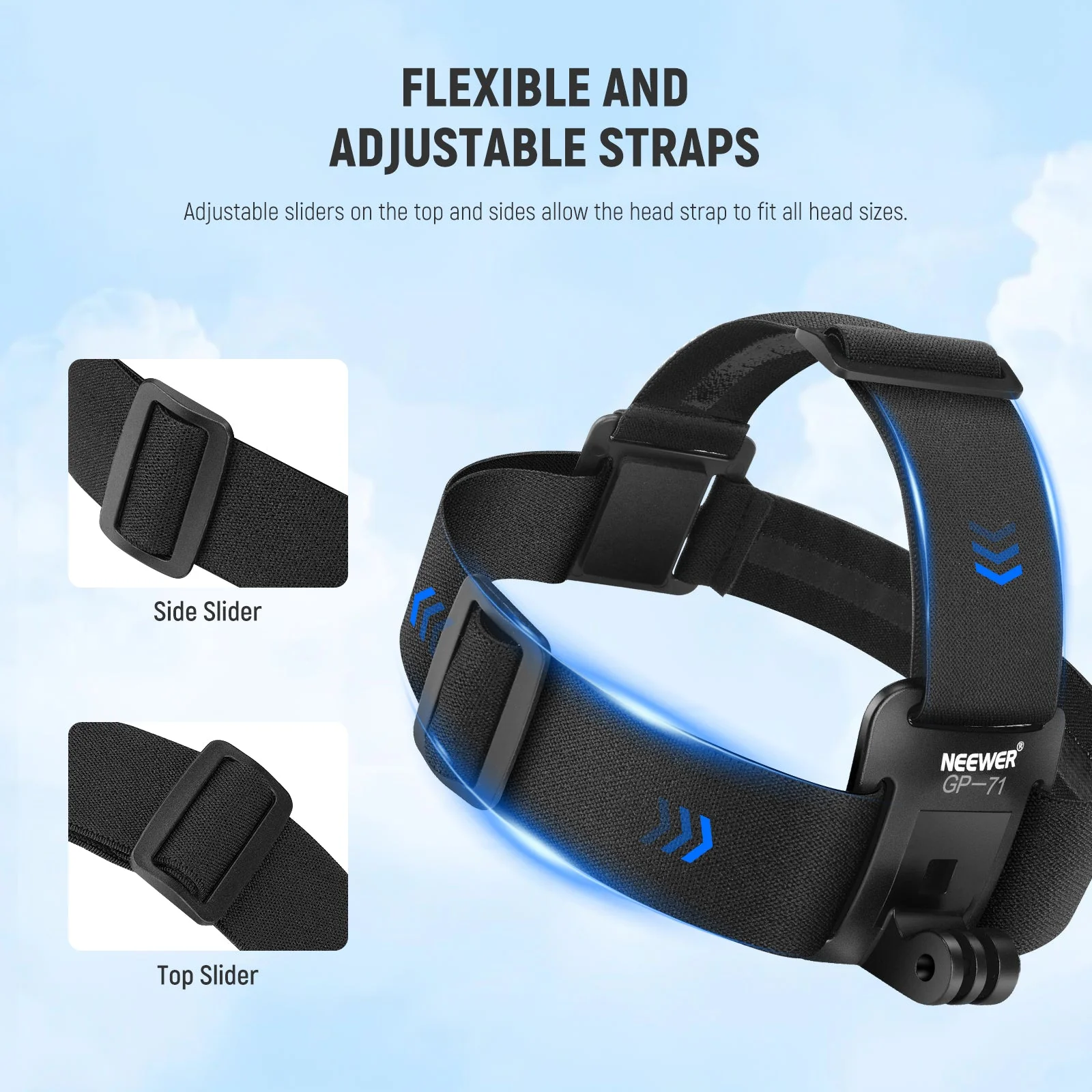 NEEWER GP-71 Adjustable Head Strap Mount for GoPro Series - Image 4