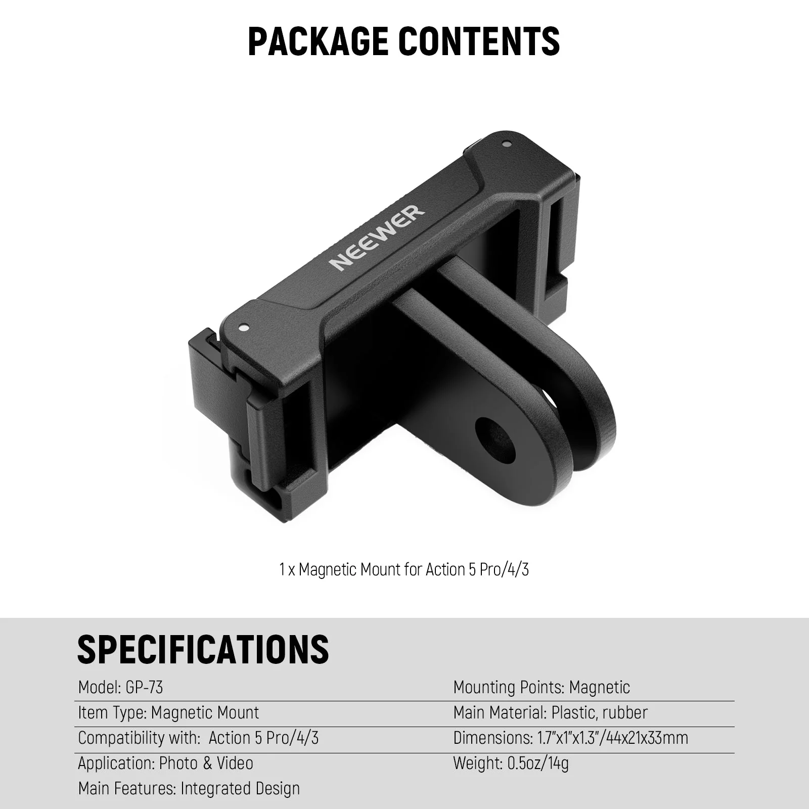 NEEWER GP-73 Magnetic Mount Adapter For DJI Osmo Action 5 Pro 4 3 - Image 7