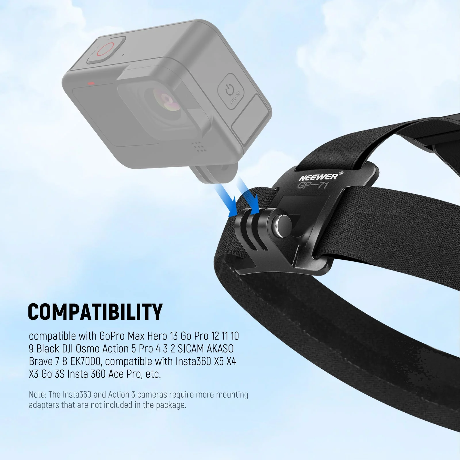 NEEWER GP-75 Strap Mount Accessories Kit For Action Cameras - Image 6
