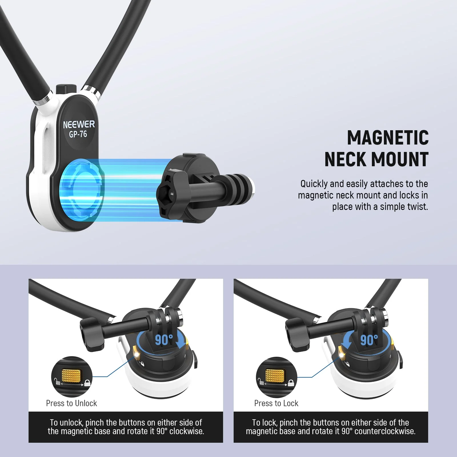 NEEWER GP-76 Magnetic Neck Mount For Action Cameras - Image 2